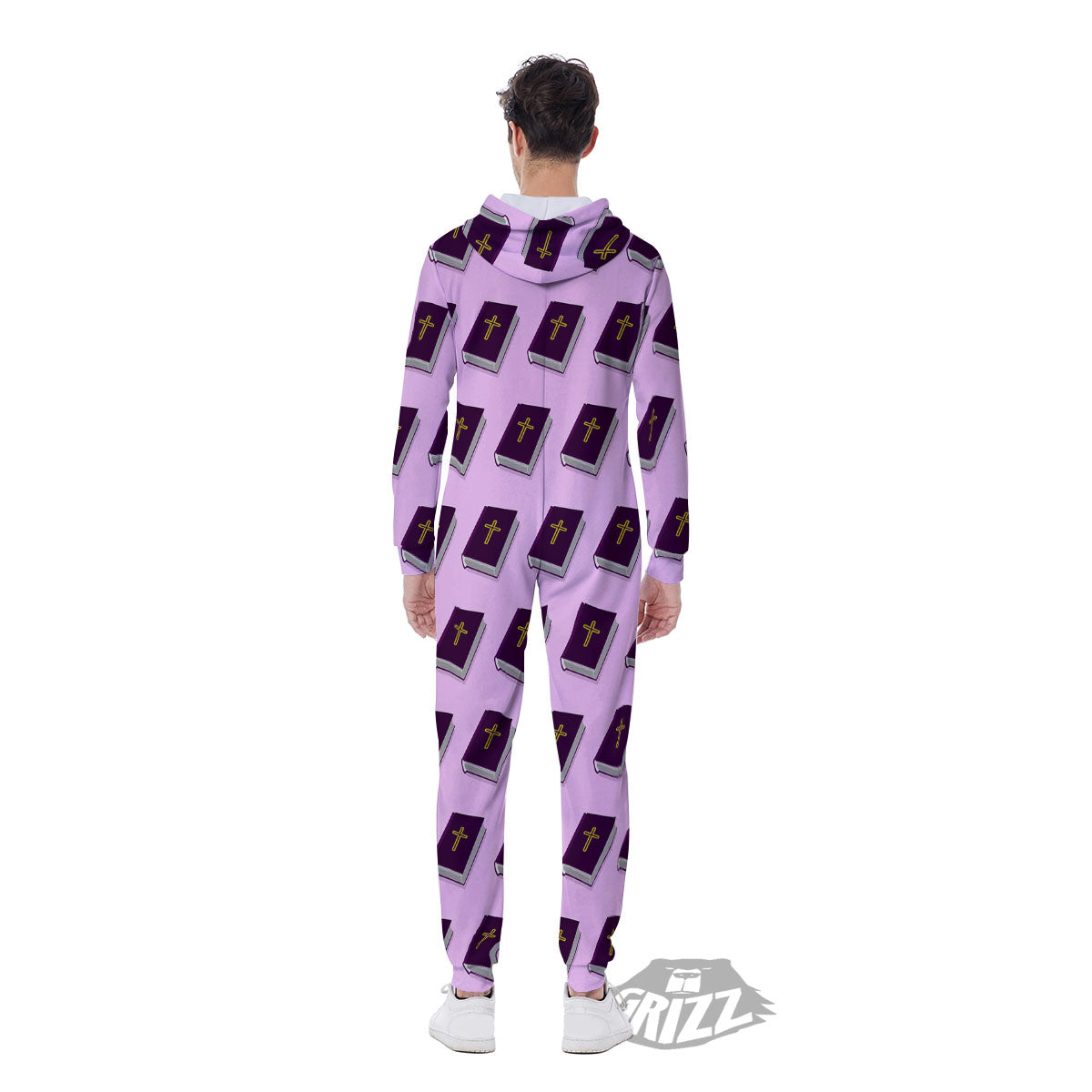 Holy Bible Purple Print Pattern Men's Jumpsuit-grizzshop