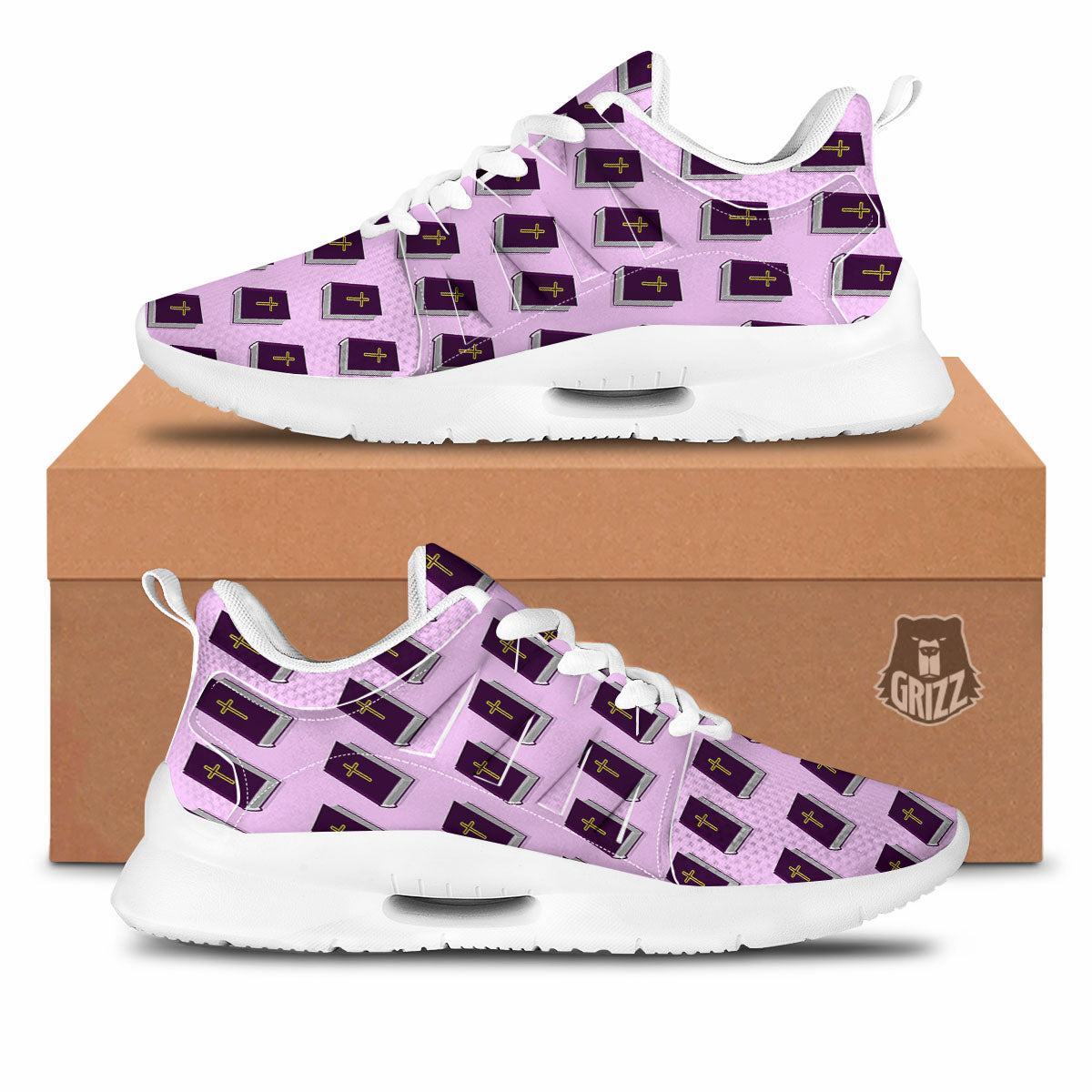 Holy Bible Purple Print Pattern Tennis Shoes-grizzshop