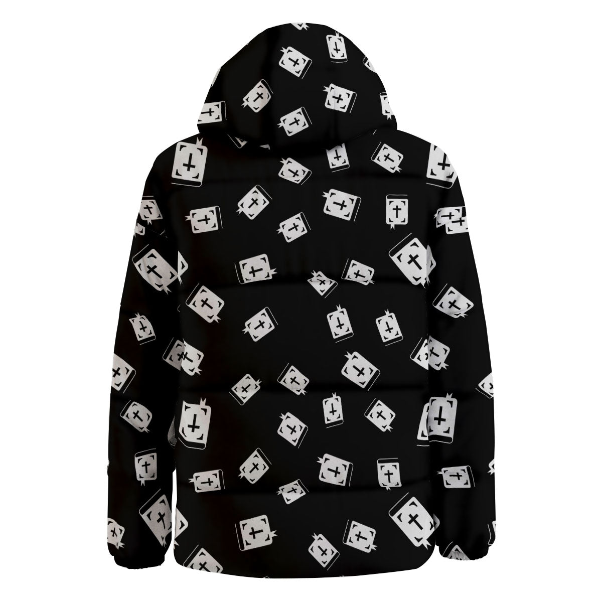 Holy Bible White And Black Print Pattern Down Jacket-grizzshop