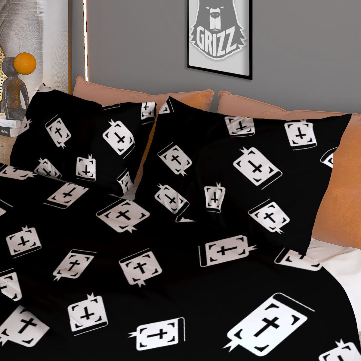 Holy Bible White And Black Print Pattern Duvet Cover Bedding Set