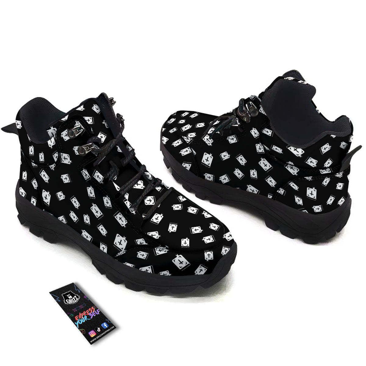 Holy Bible White And Black Print Pattern Hiking Shoes-grizzshop