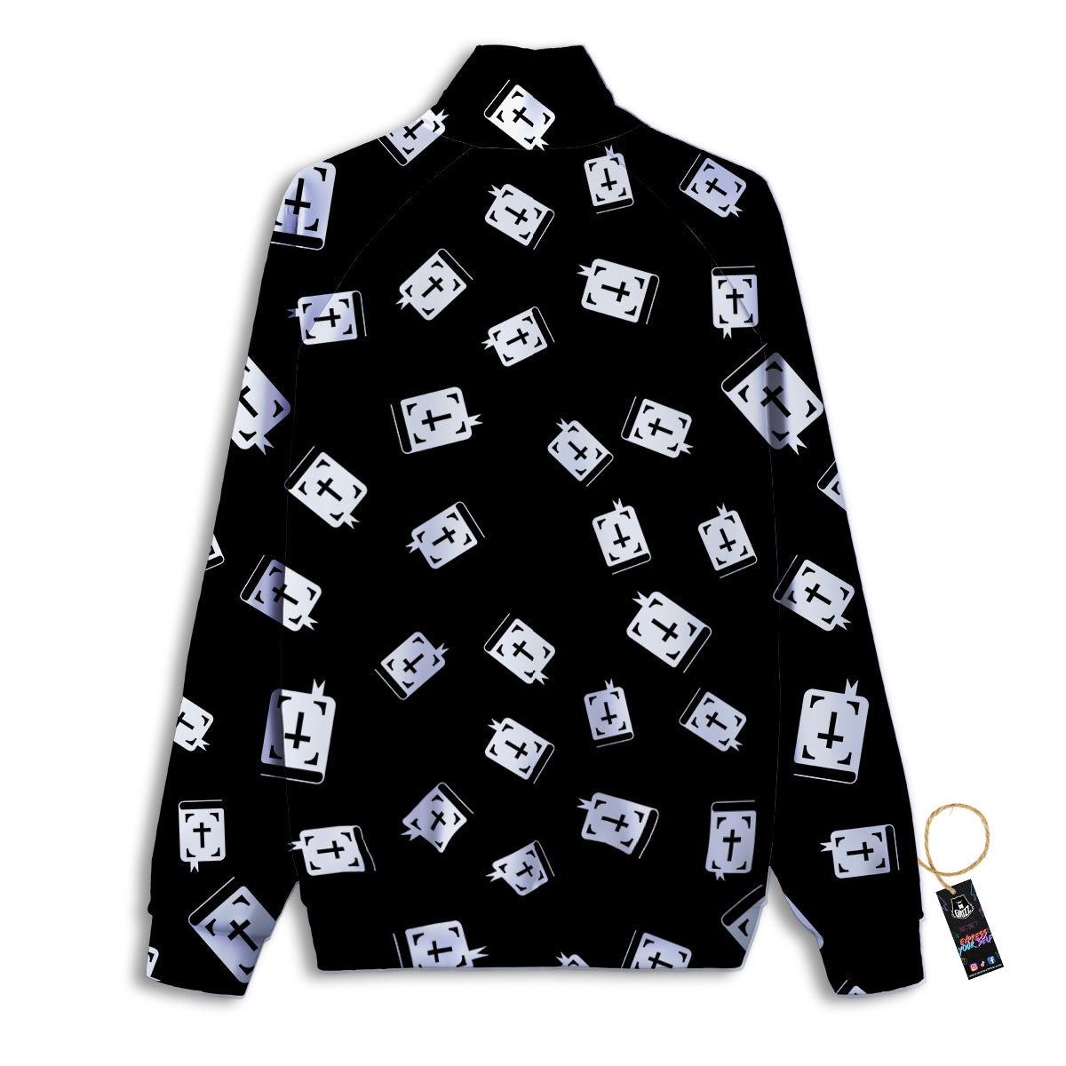 Holy Bible White And Black Print Pattern Track Jacket-grizzshop