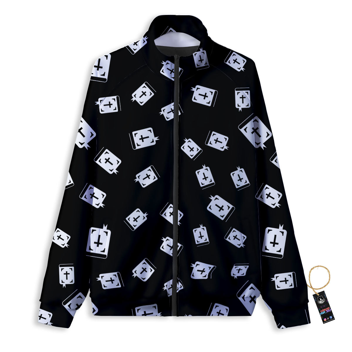 Holy Bible White And Black Print Pattern Track Jacket-grizzshop