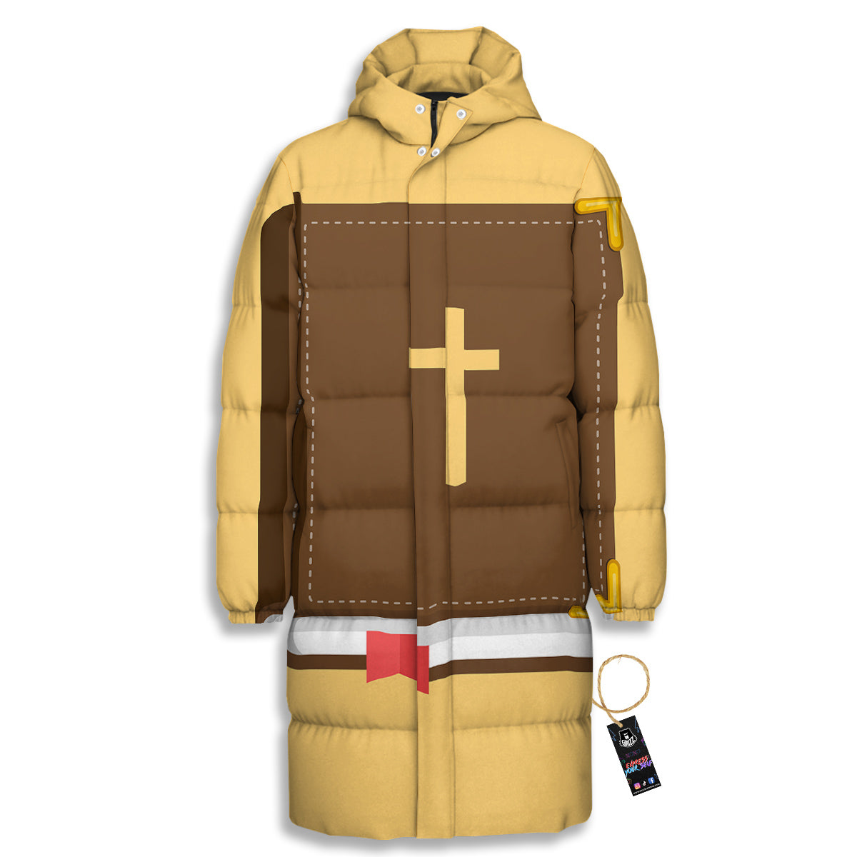 Holy Bible Christian Print Long Down Jacket