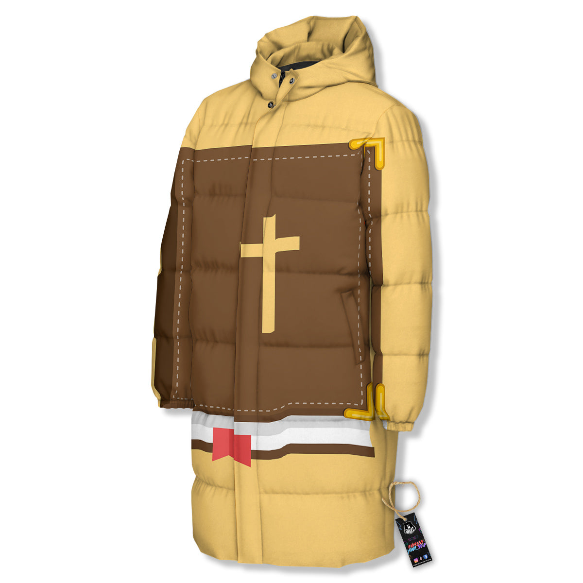 Holy Bible Christian Print Long Down Jacket