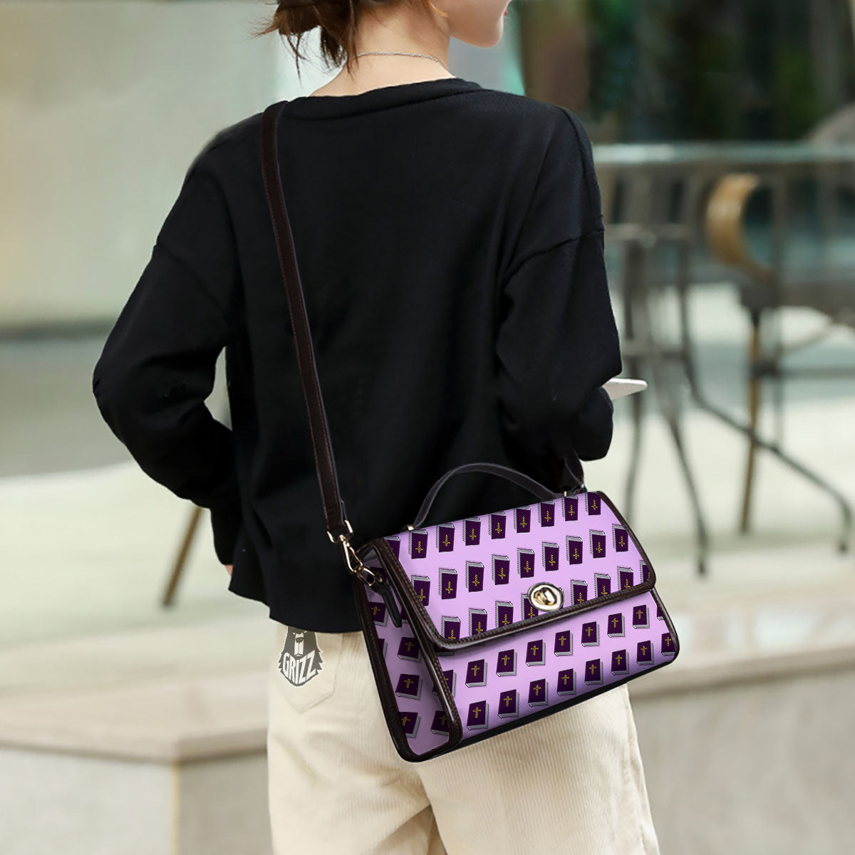 Holy Bible Purple Print Pattern Women's Satchel Bag