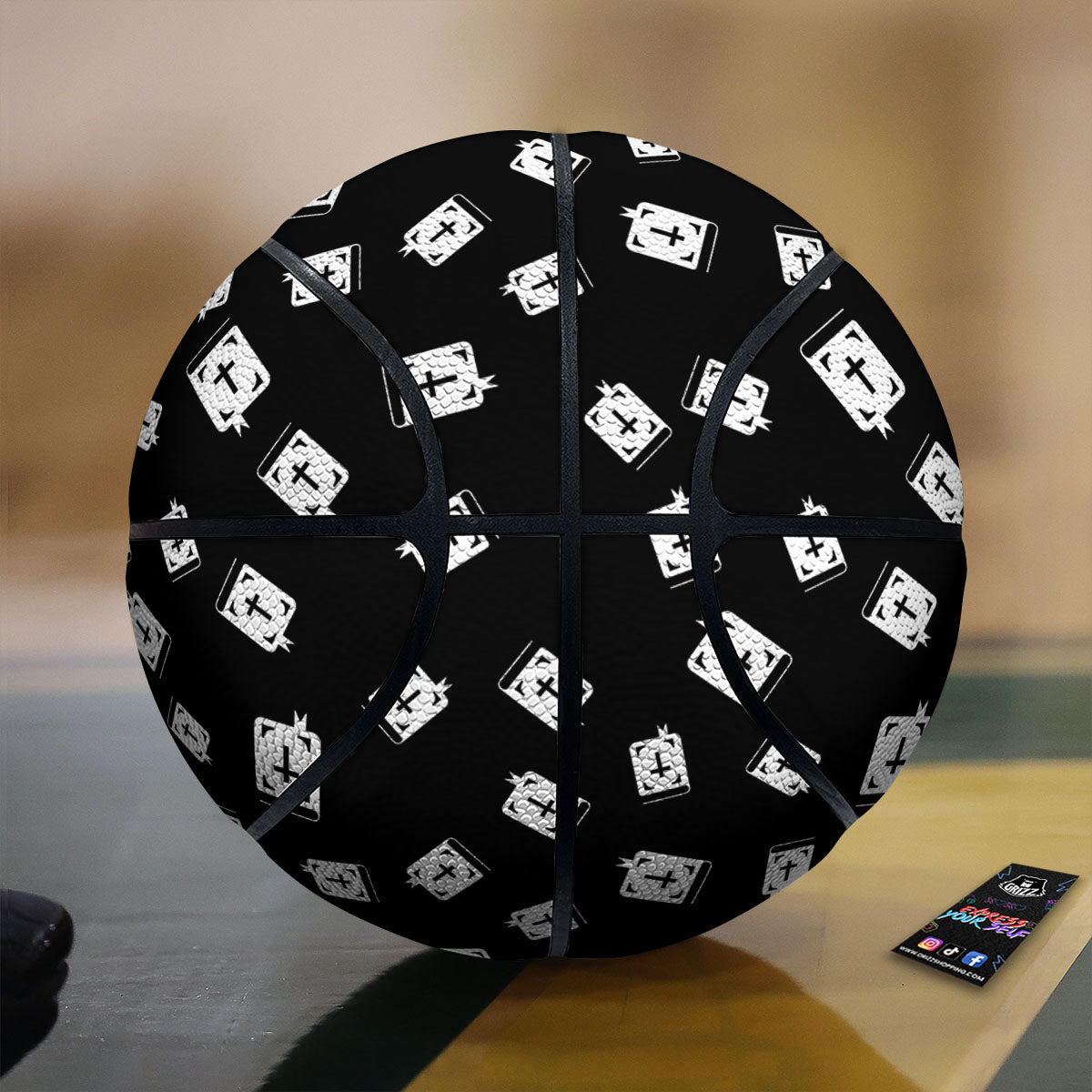 Holy Bible White And Black Print Pattern Basketball