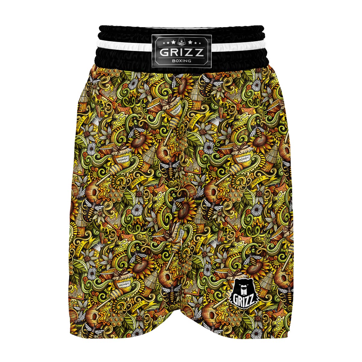 Honey Bee Psychedelic Gifts Pattern Print Boxing Shorts-grizzshop