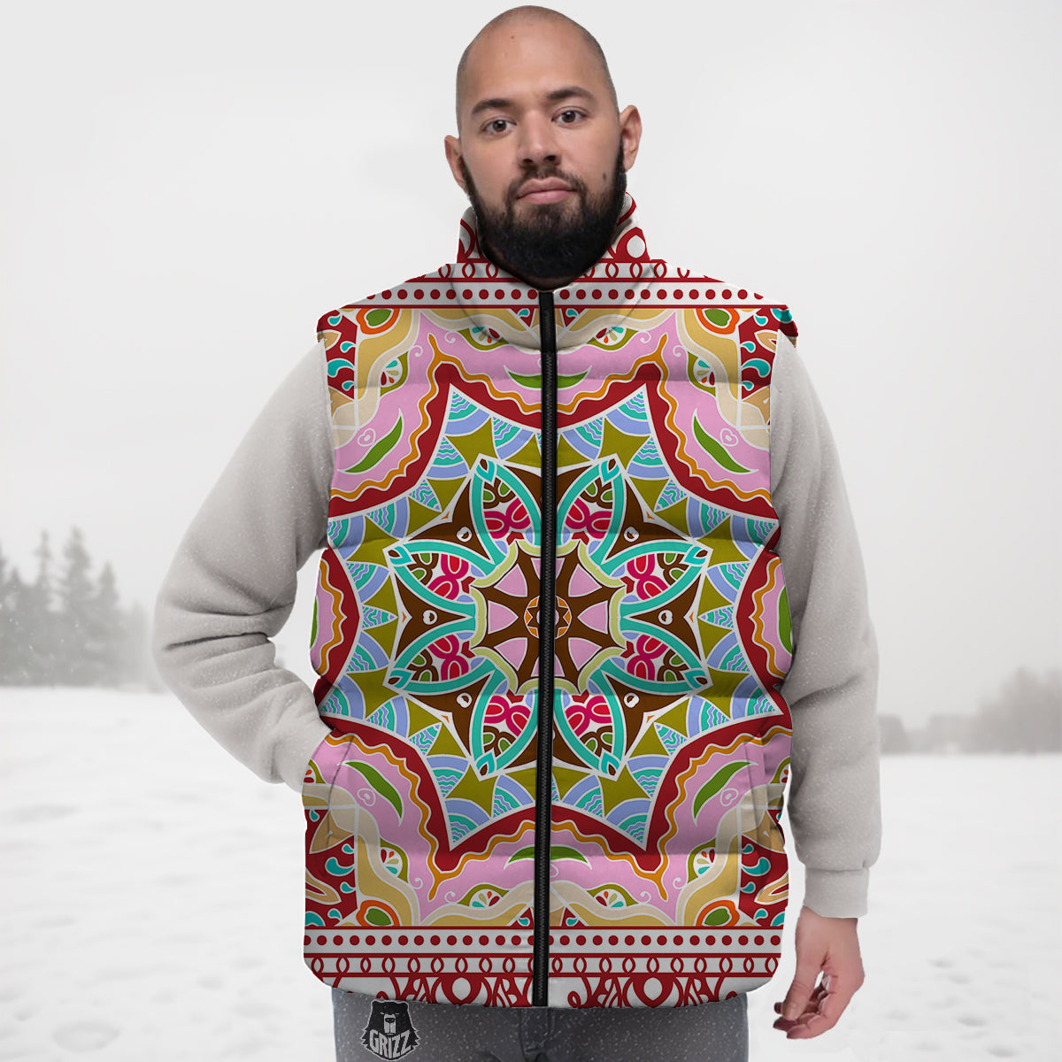 Honey Bee Psychedelic Gifts Pattern Print Down Vest