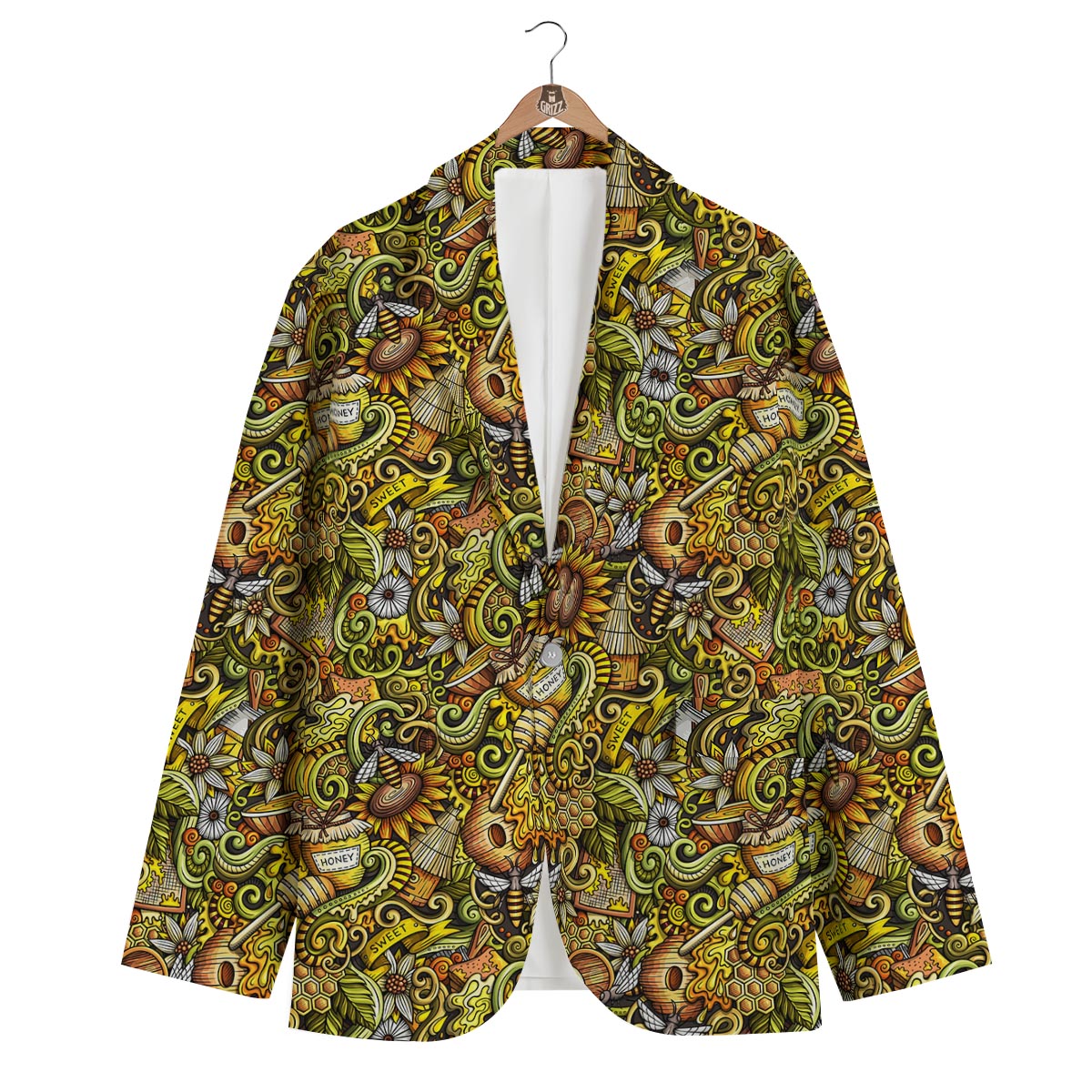 Honey Bee Psychedelic Gifts Pattern Print Men's Blazer-grizzshop