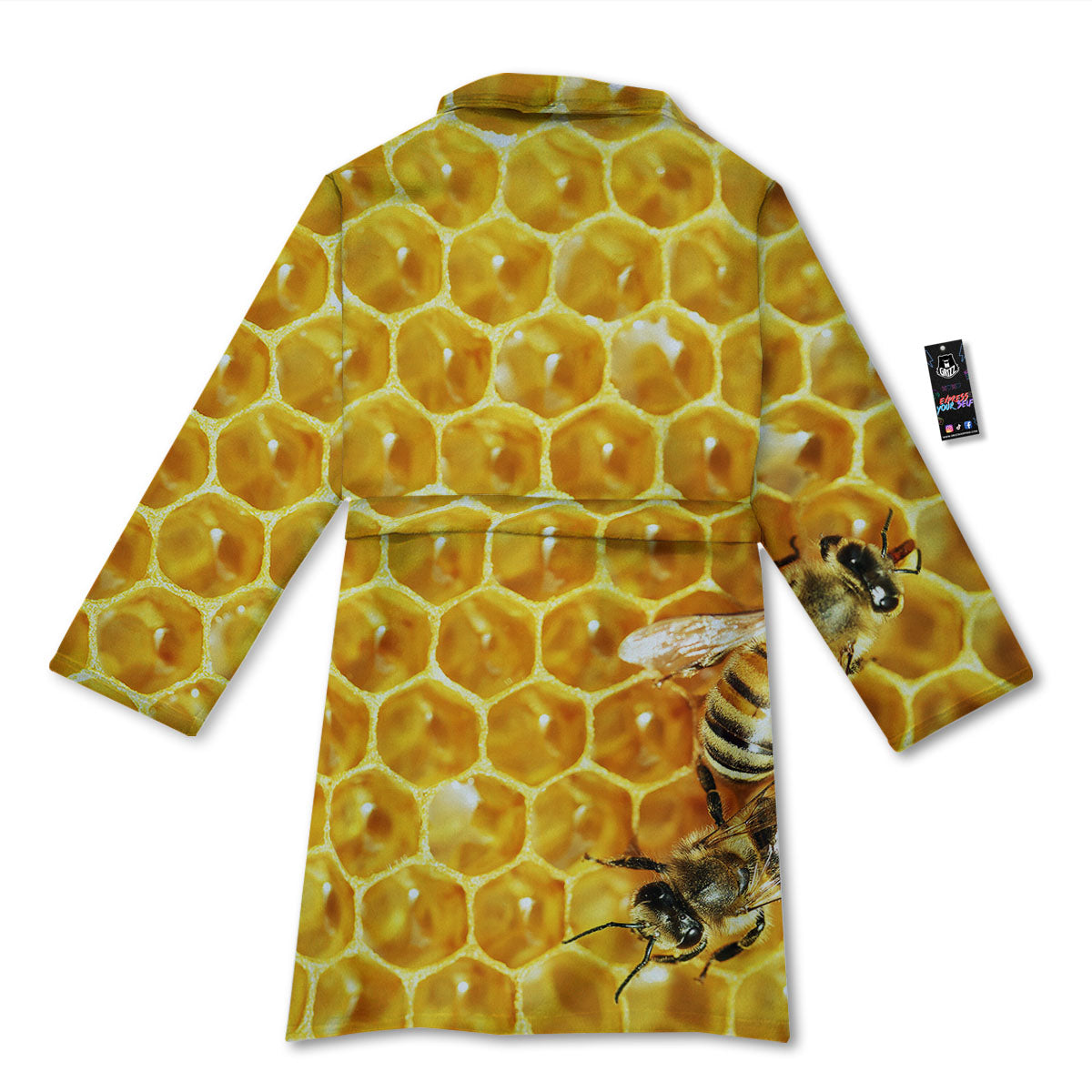 Honeycomb And Bees Print Bathrobe-grizzshop