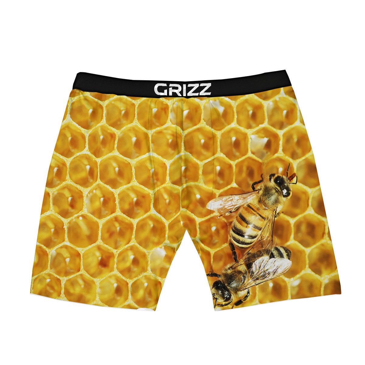 Honeycomb And Bees Print Boxer Briefs-grizzshop