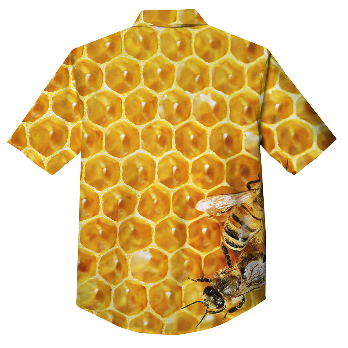 Honeycomb And Bees Print Button Up Shirt-grizzshop