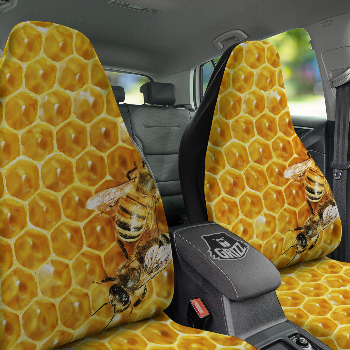 Honeycomb And Bees Print Car Seat Covers-grizzshop