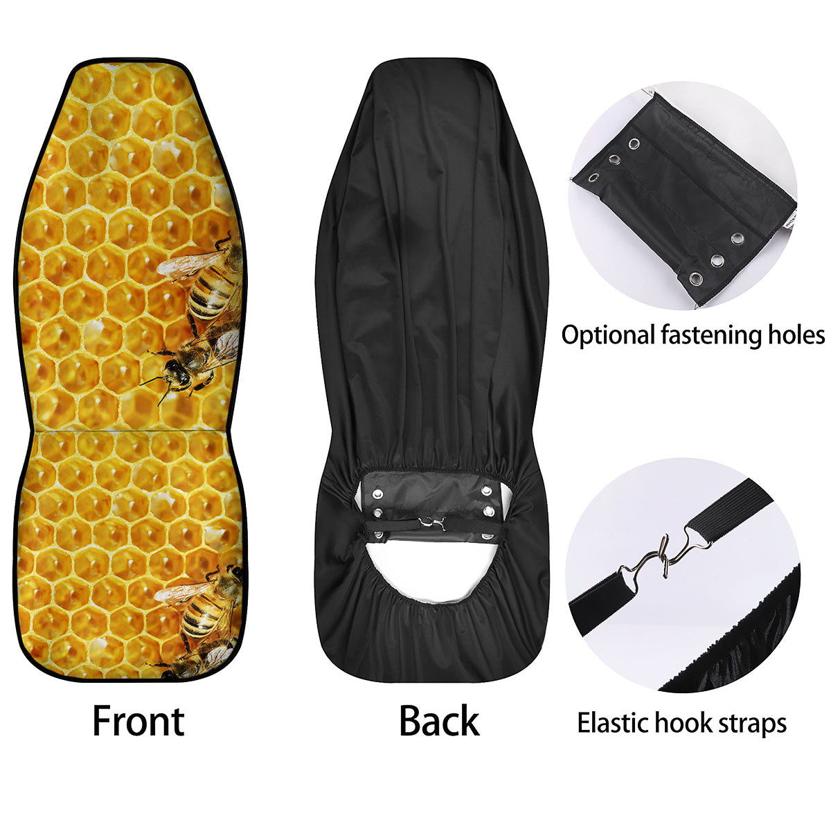 Honeycomb And Bees Print Car Seat Covers-grizzshop