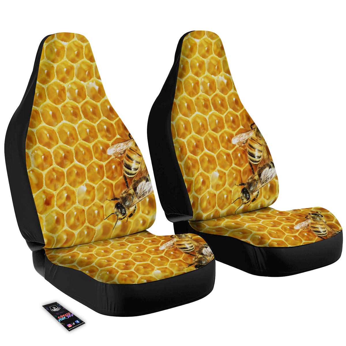 Honeycomb And Bees Print Car Seat Covers-grizzshop