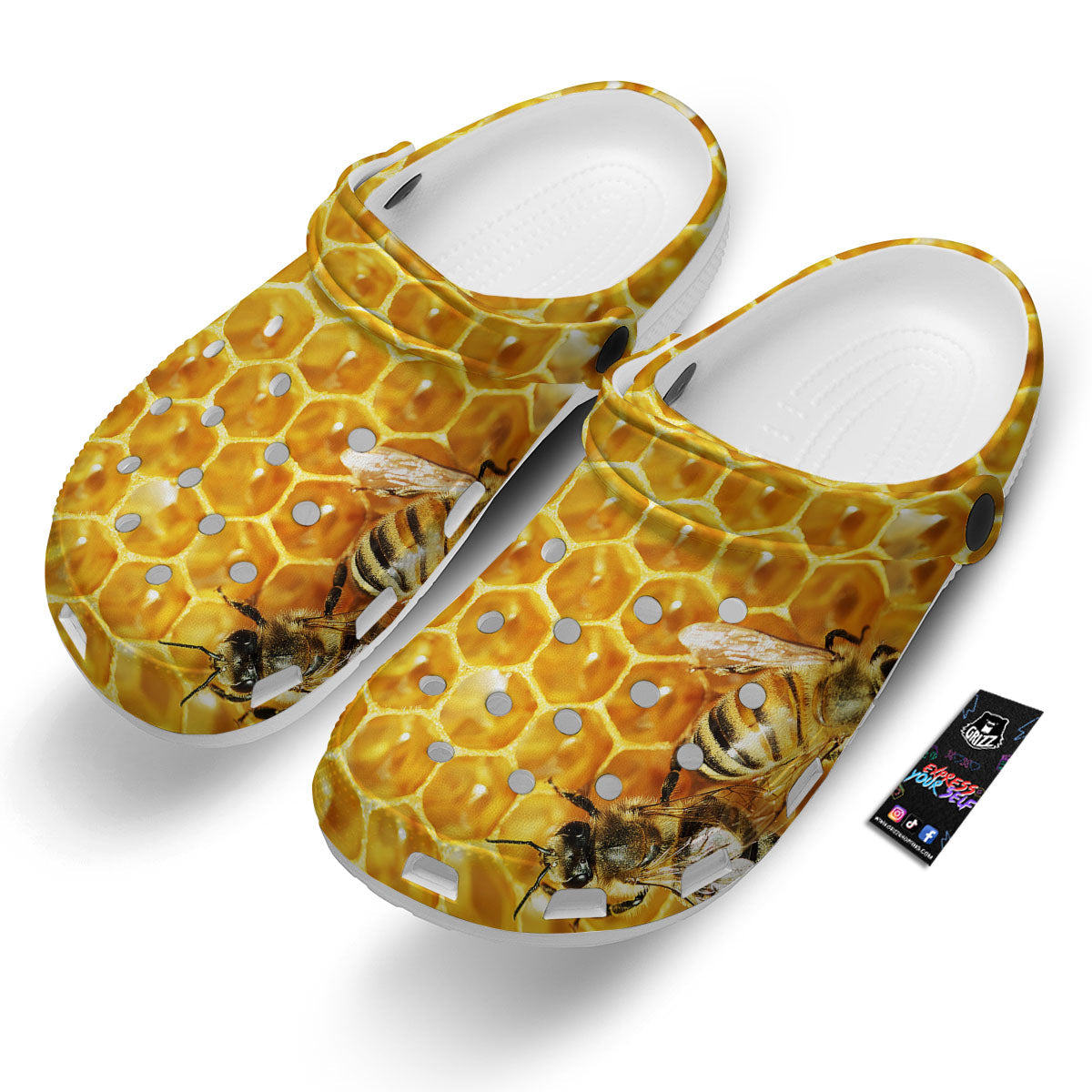 Honeycomb And Bees Print Clog-grizzshop