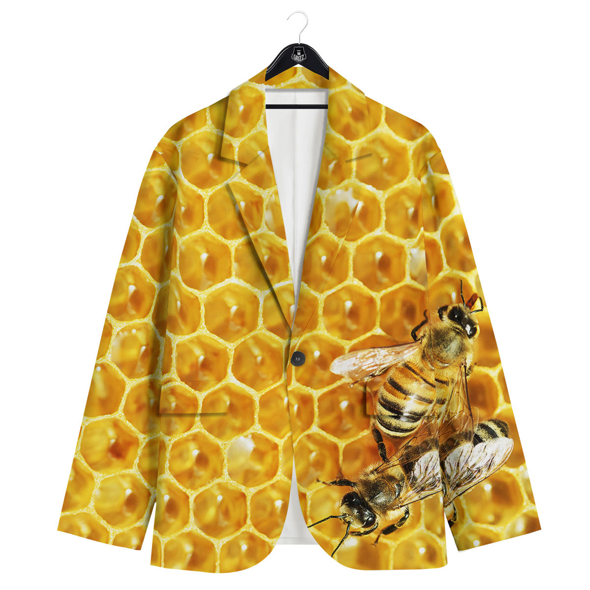 Honeycomb And Bees Print Men's Sport Coat-grizzshop