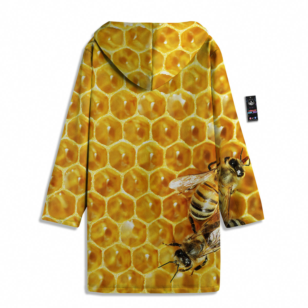 Honeycomb And Bees Print Men's Windbreaker Jacket-grizzshop