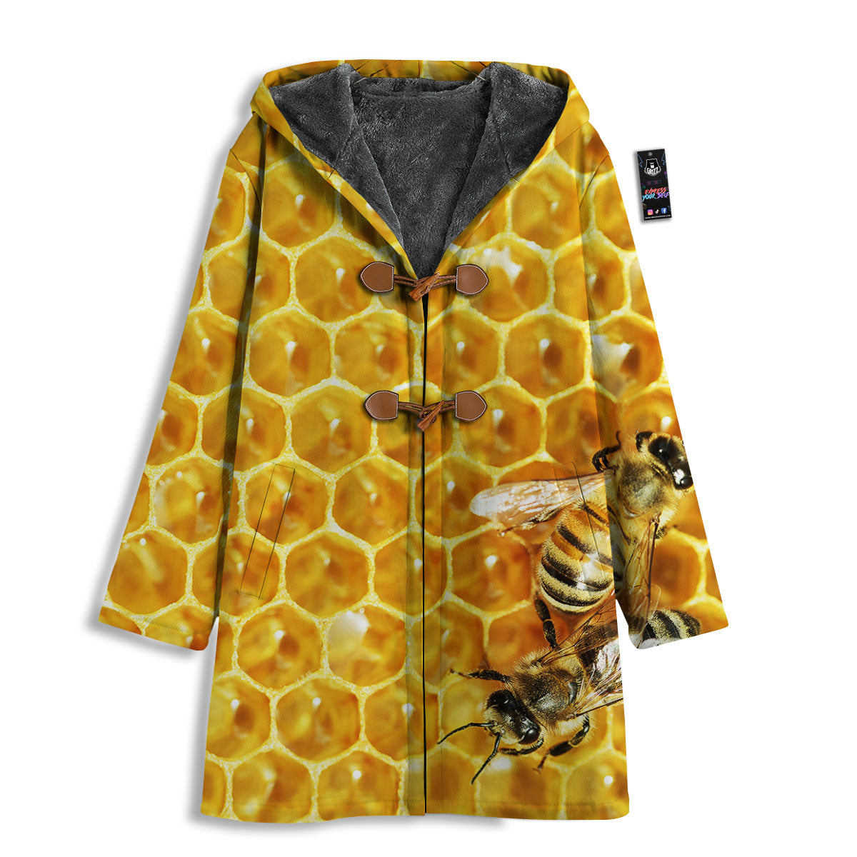 Honeycomb And Bees Print Men's Windbreaker Jacket-grizzshop