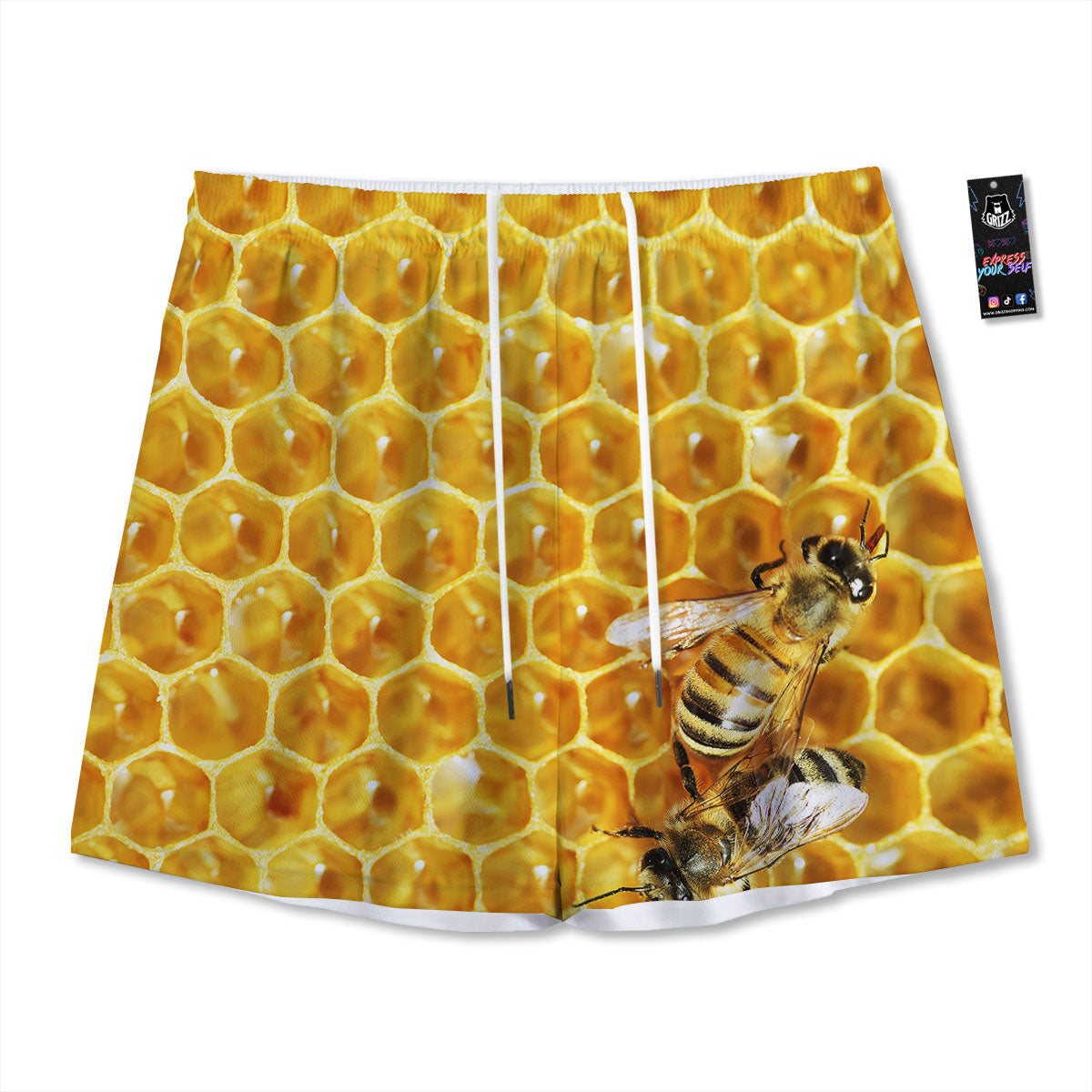 Kaleidoscope Gold Print Mesh Shorts