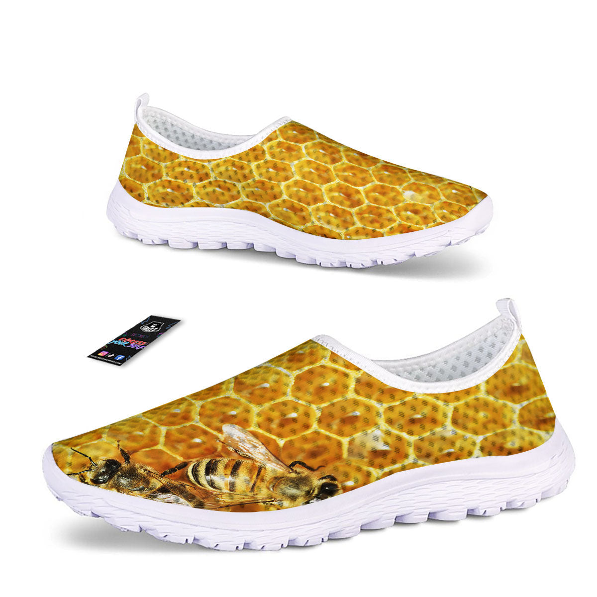 Honeycomb And Bees Print Nurse Shoes-grizzshop