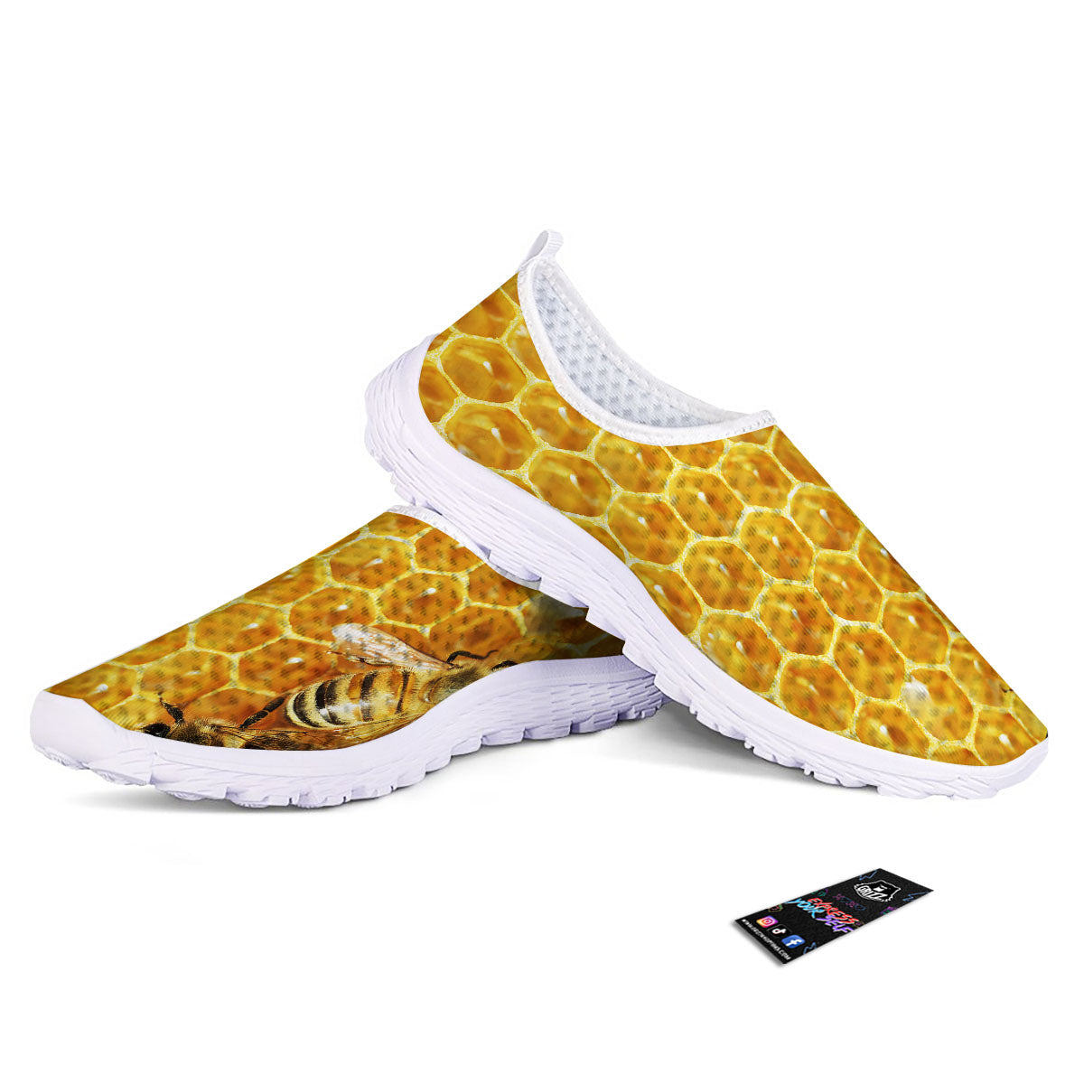 Honeycomb And Bees Print Nurse Shoes-grizzshop