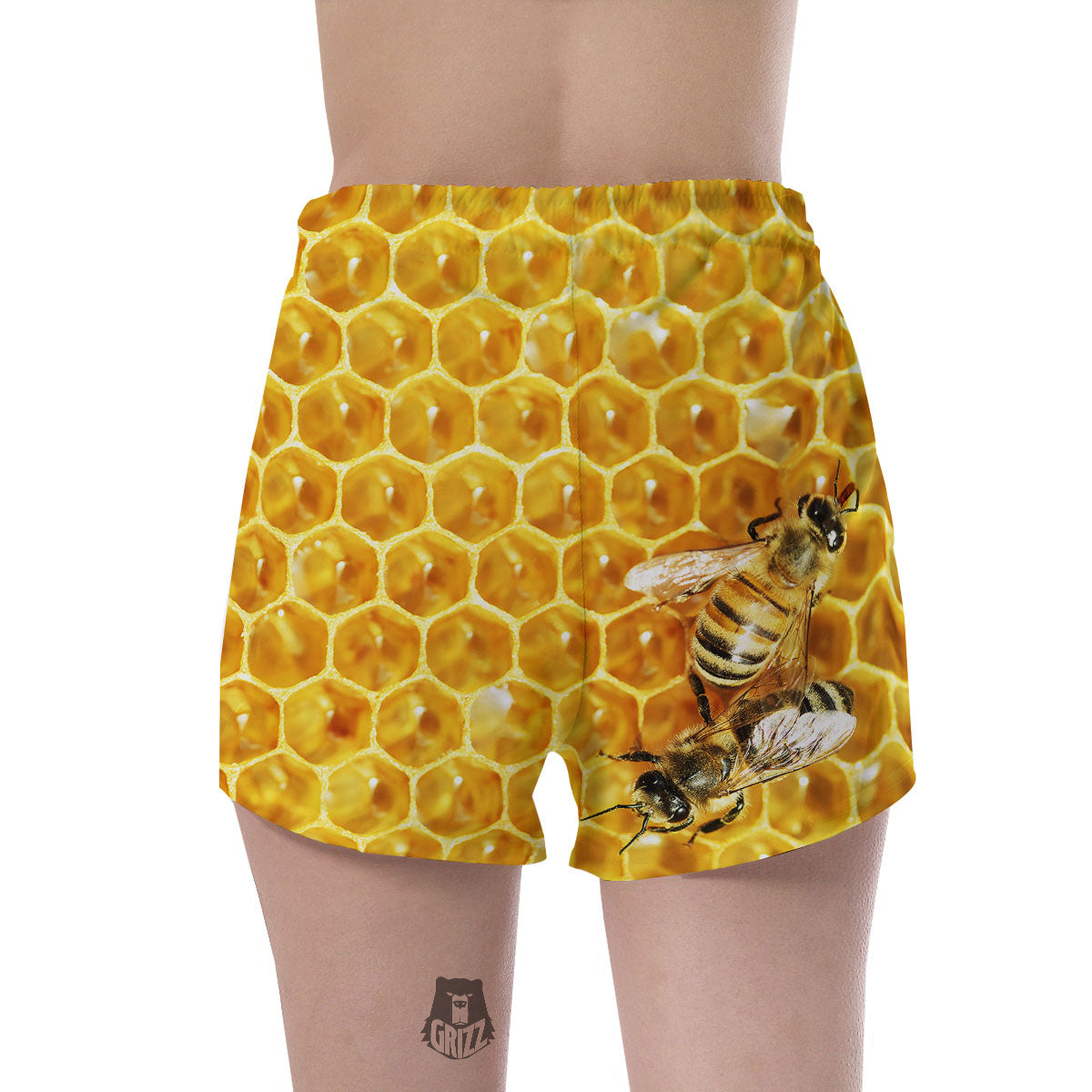 Honeycomb And Bees Print Women's Shorts-grizzshop