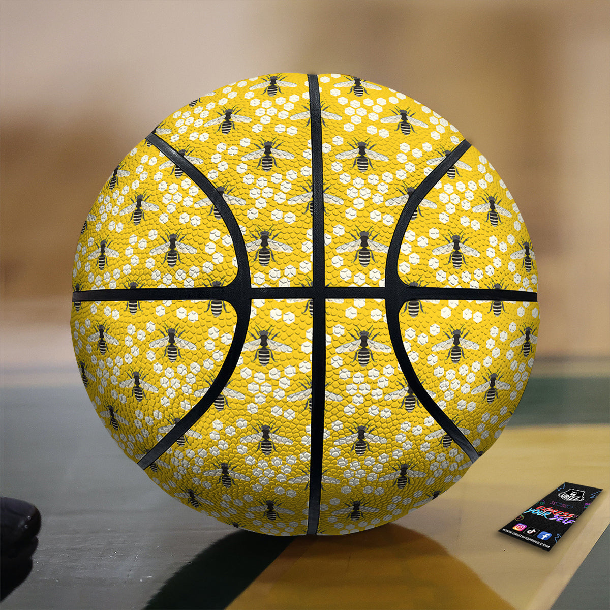 Honeycomb Bee Print Pattern Basketball-grizzshop