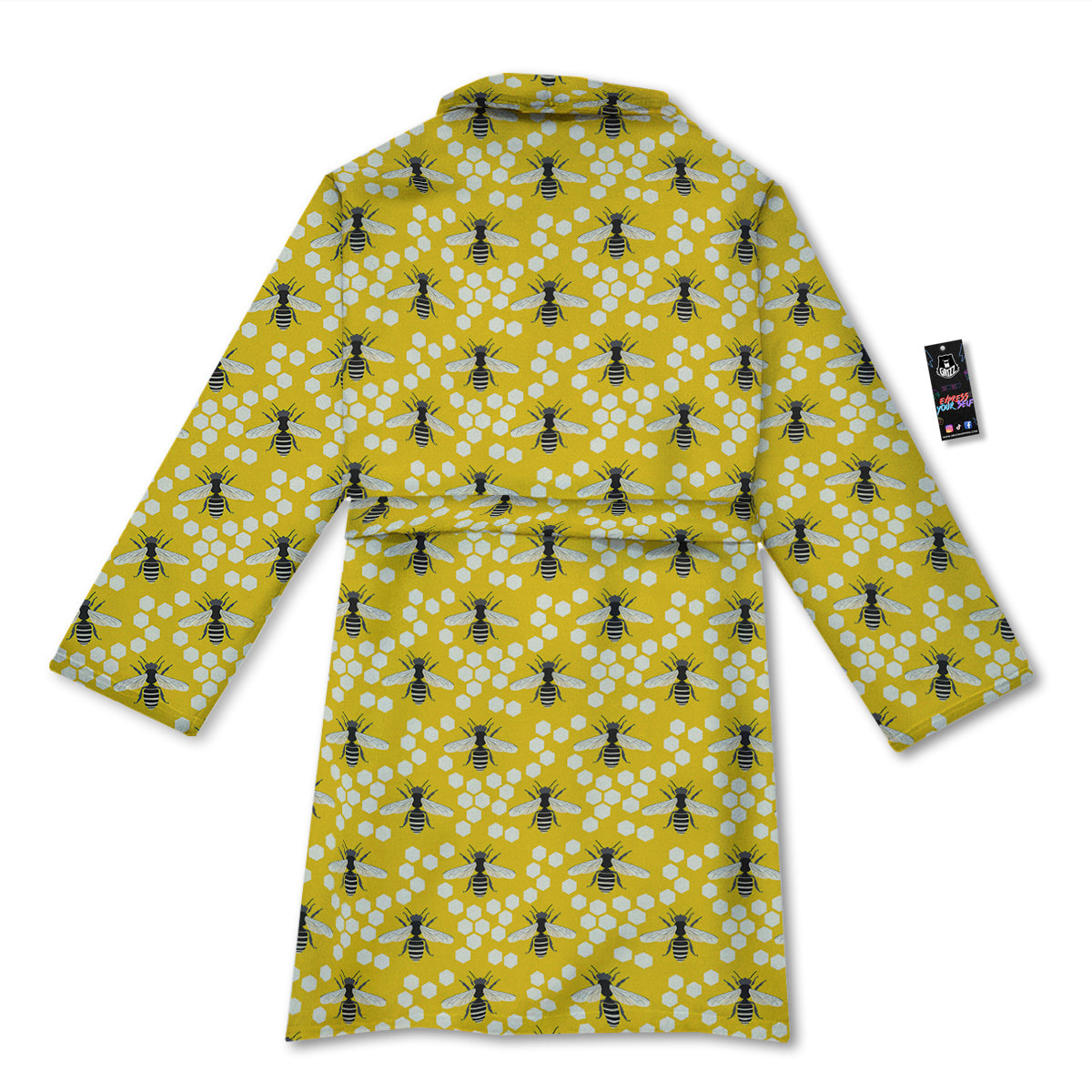 Honeycomb Bee Print Pattern Bathrobe-grizzshop
