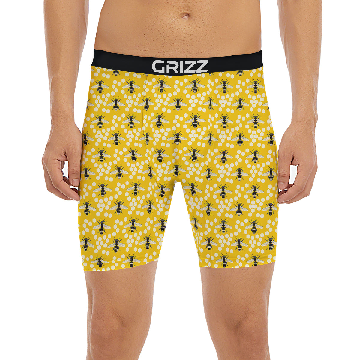 Honeycomb Bee Print Pattern Boxer Briefs-grizzshop