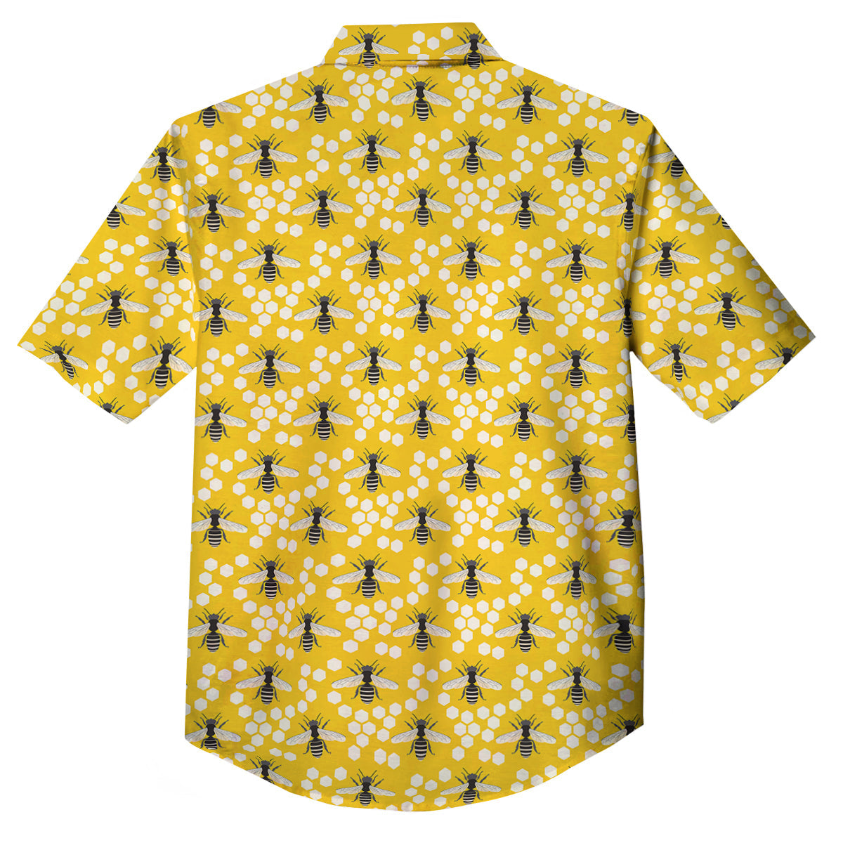 Honeycomb Bee Print Pattern Button Up Shirt-grizzshop