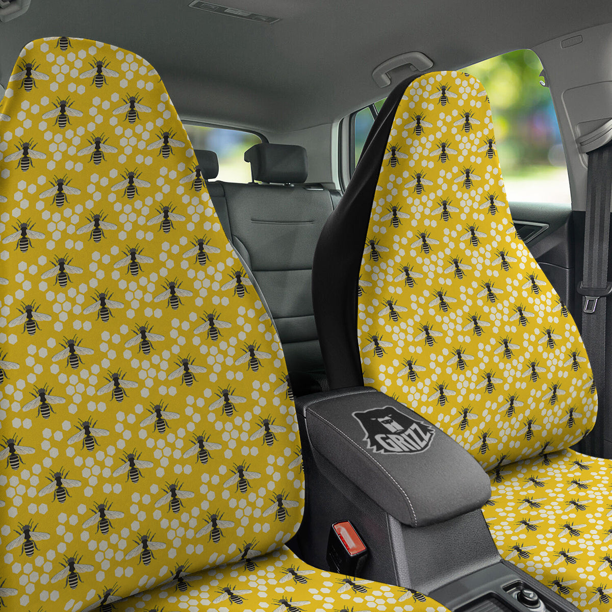 Honeycomb Bee Print Pattern Car Seat Covers-grizzshop