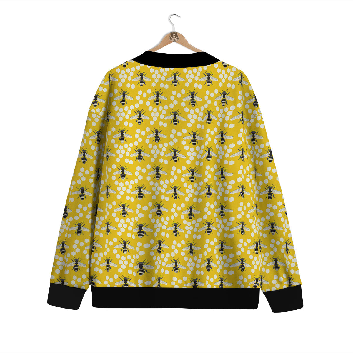 Honeycomb Bee Print Pattern Cardigan-grizzshop