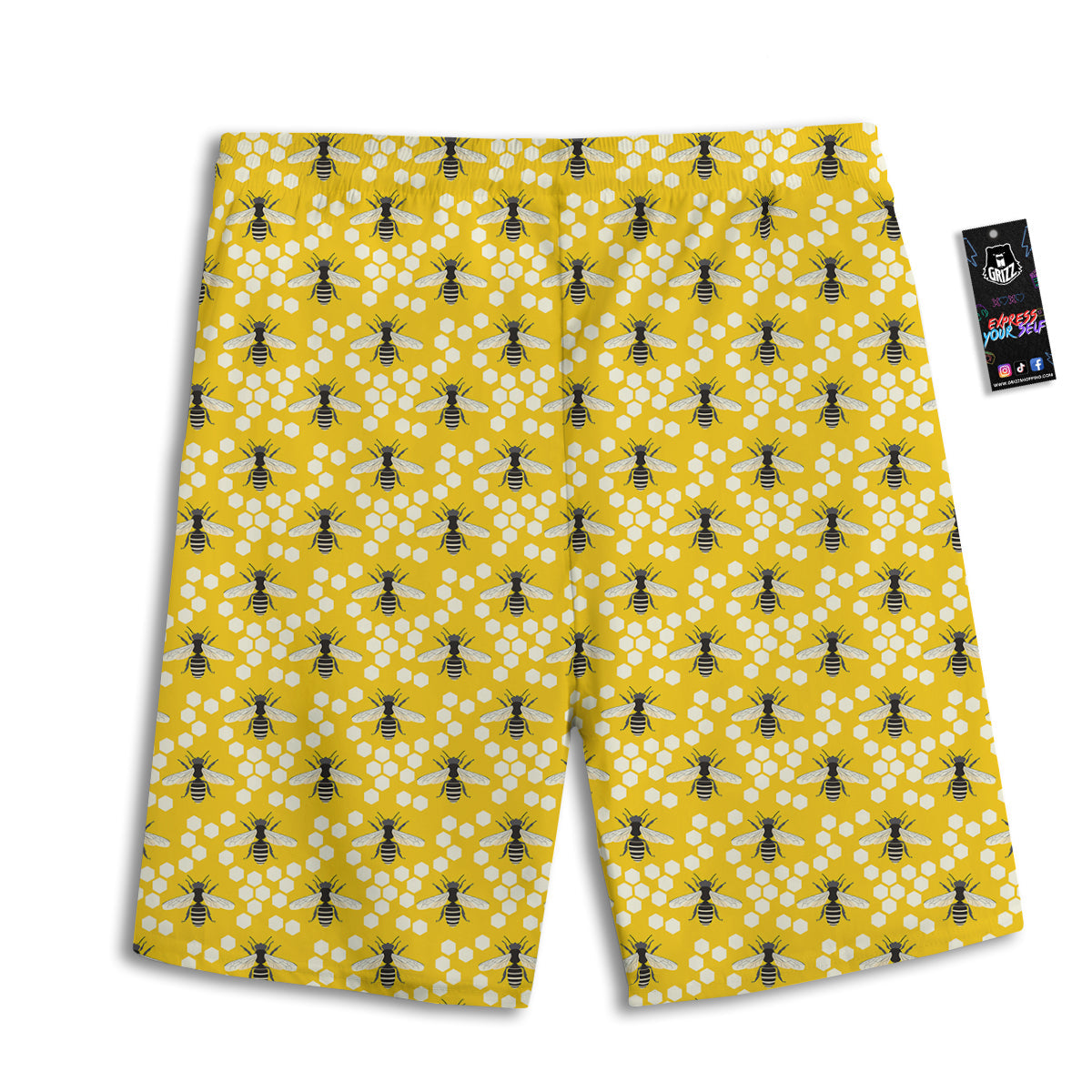 Honeycomb Bee Print Pattern Men's Athletic Shorts