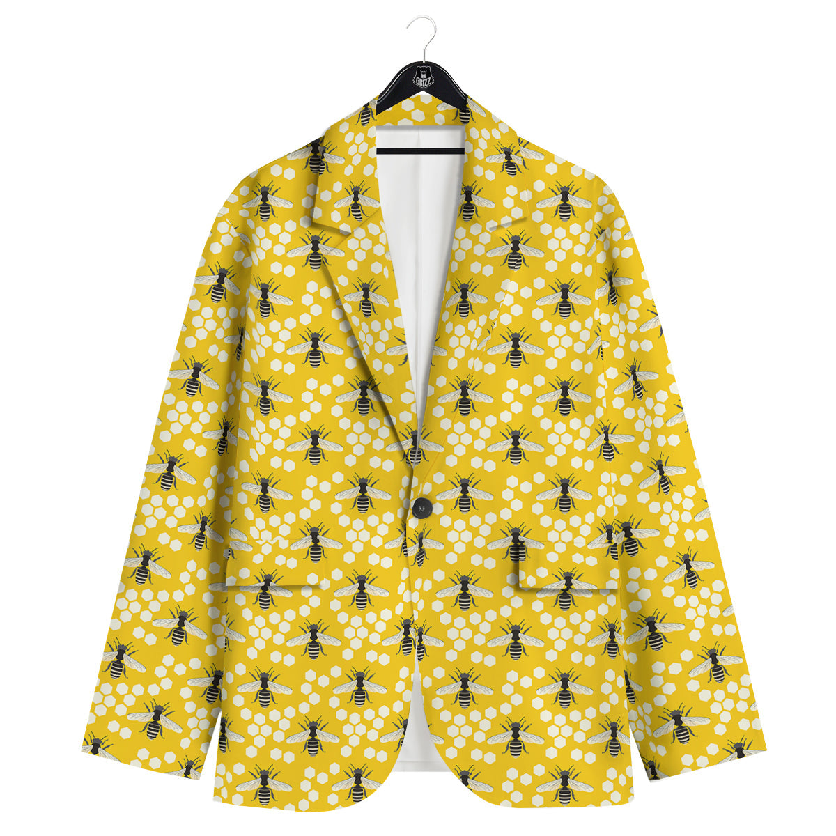 Honeycomb Bee Print Pattern Men's Sport Coat-grizzshop