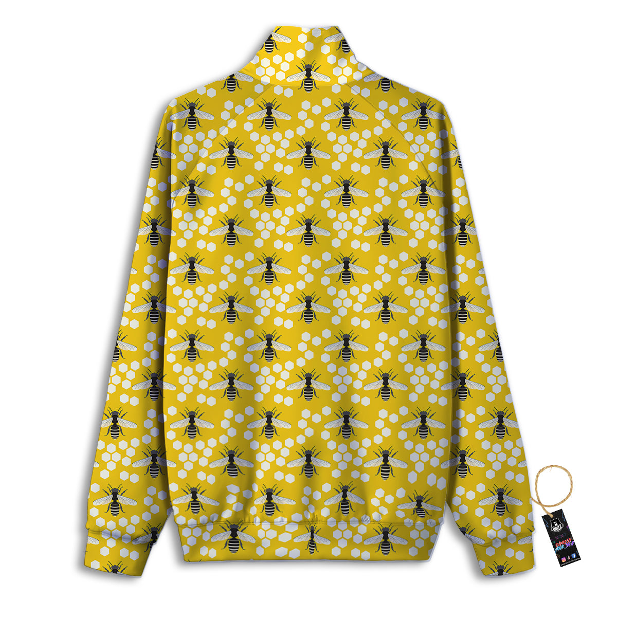 Honeycomb Bee Print Pattern Track Jacket-grizzshop