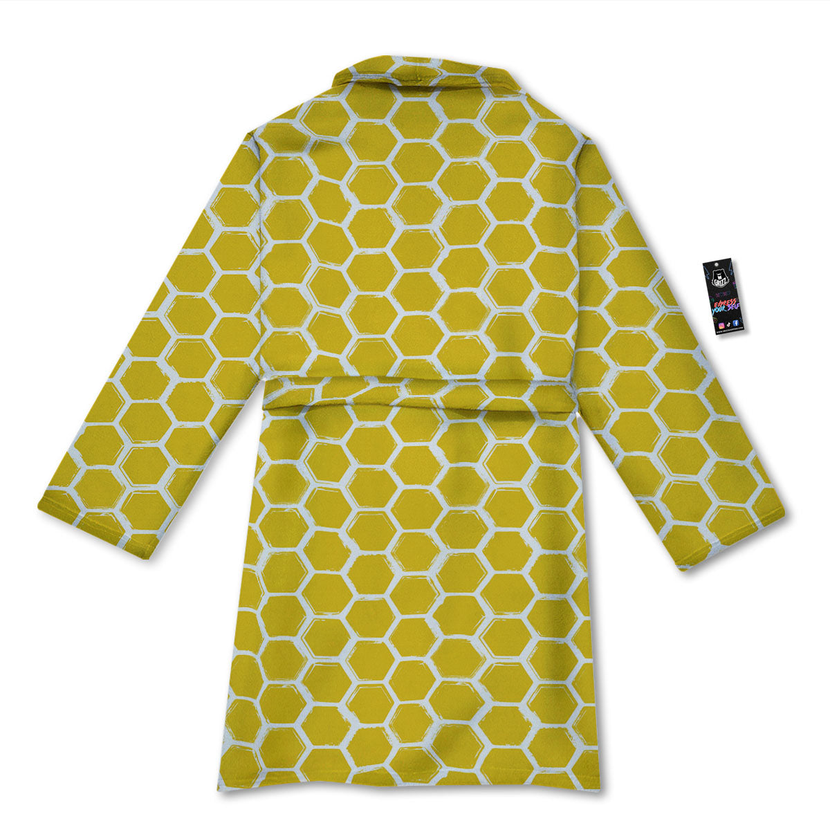 Honeycomb Print Pattern Bathrobe-grizzshop