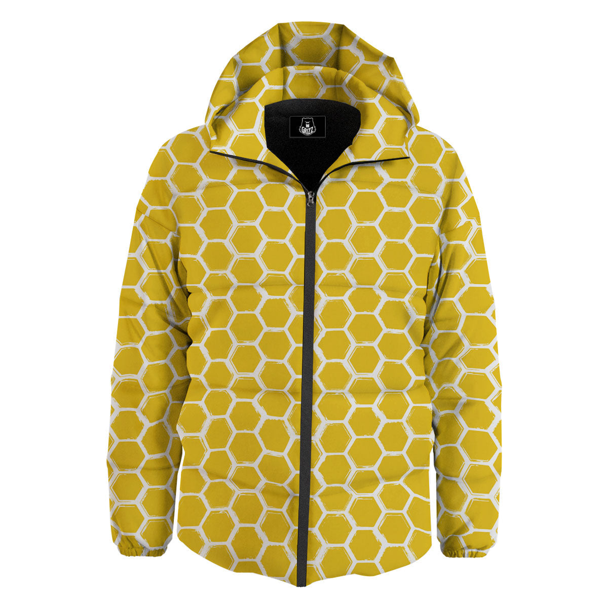 Honeycomb Print Pattern Down Jacket-grizzshop