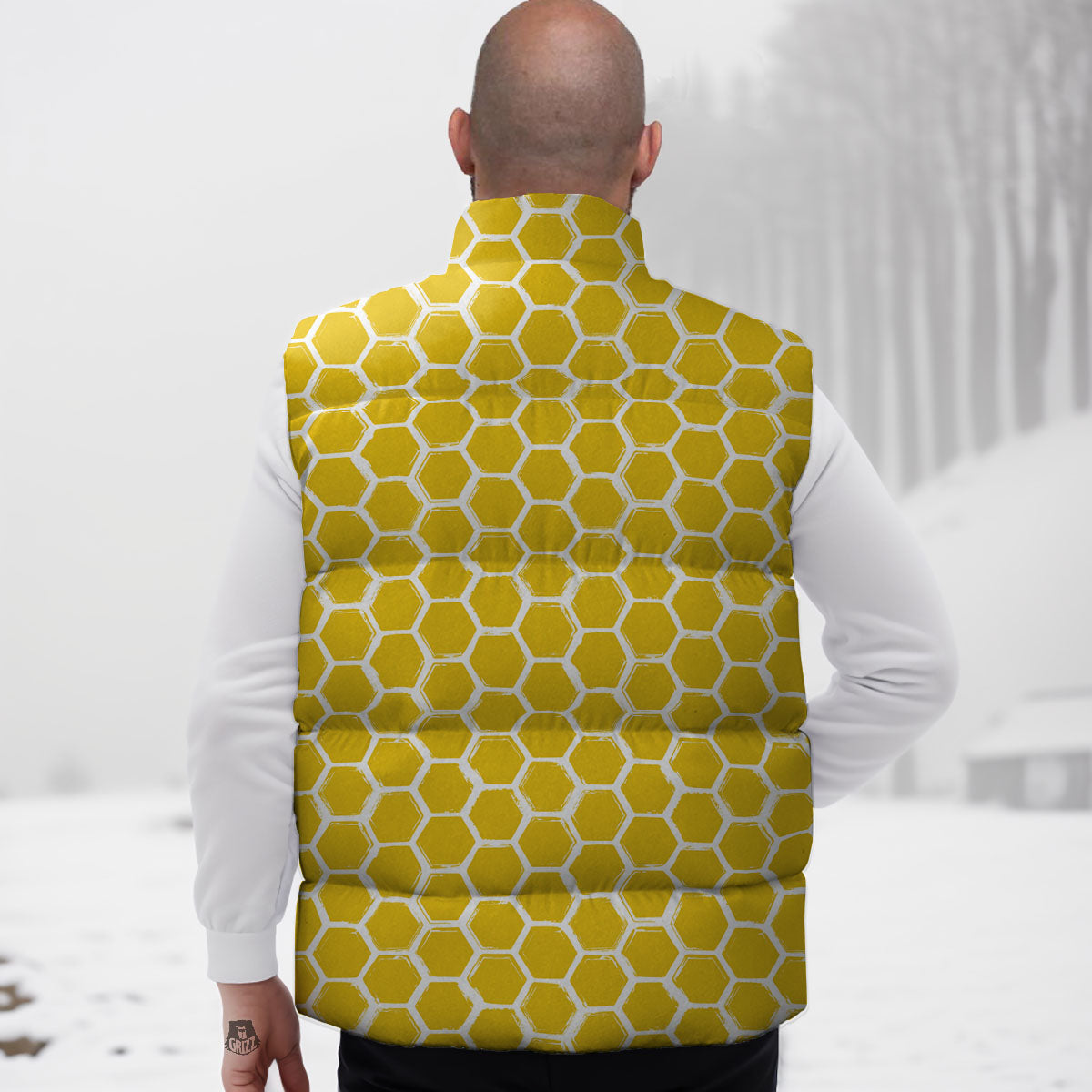 Honeycomb Print Pattern Down Vest