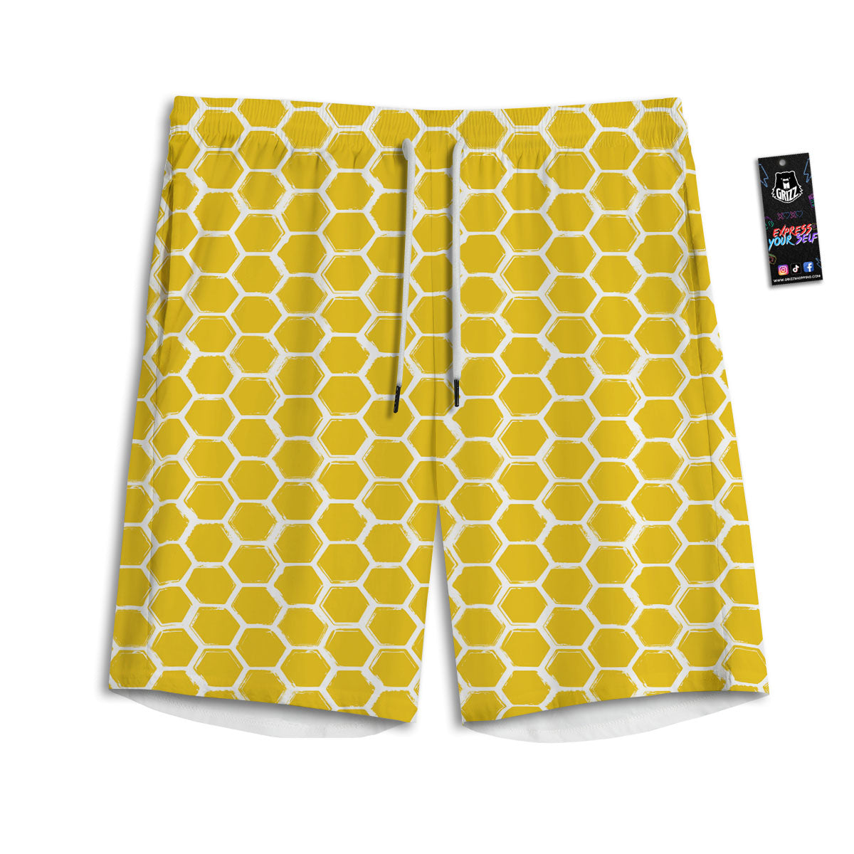 Honeycomb Print Pattern Men's Athletic Shorts