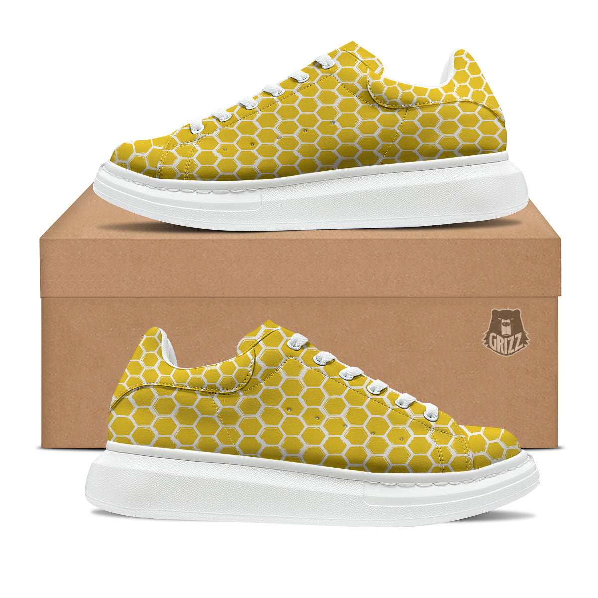 Honeycomb Print Pattern Platform Shoes-grizzshop