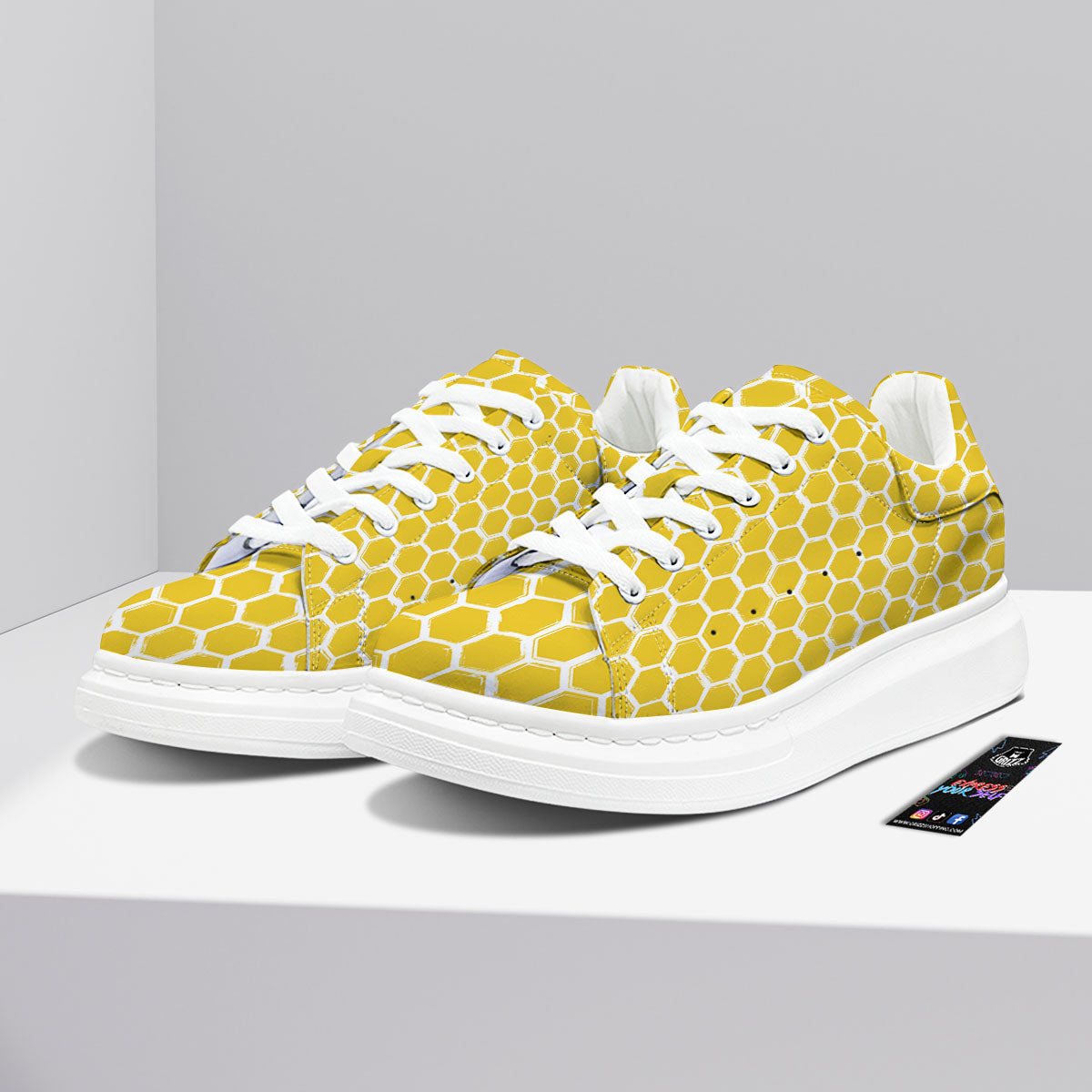 Honeycomb Print Pattern Platform Shoes-grizzshop