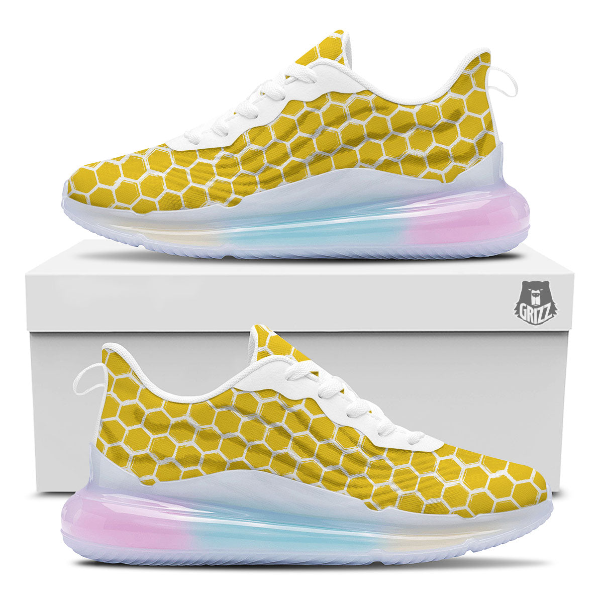 Honeycomb Print Pattern Running Sneakers-grizzshop