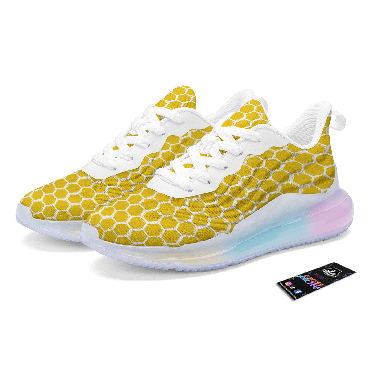 Honeycomb Print Pattern Running Sneakers-grizzshop
