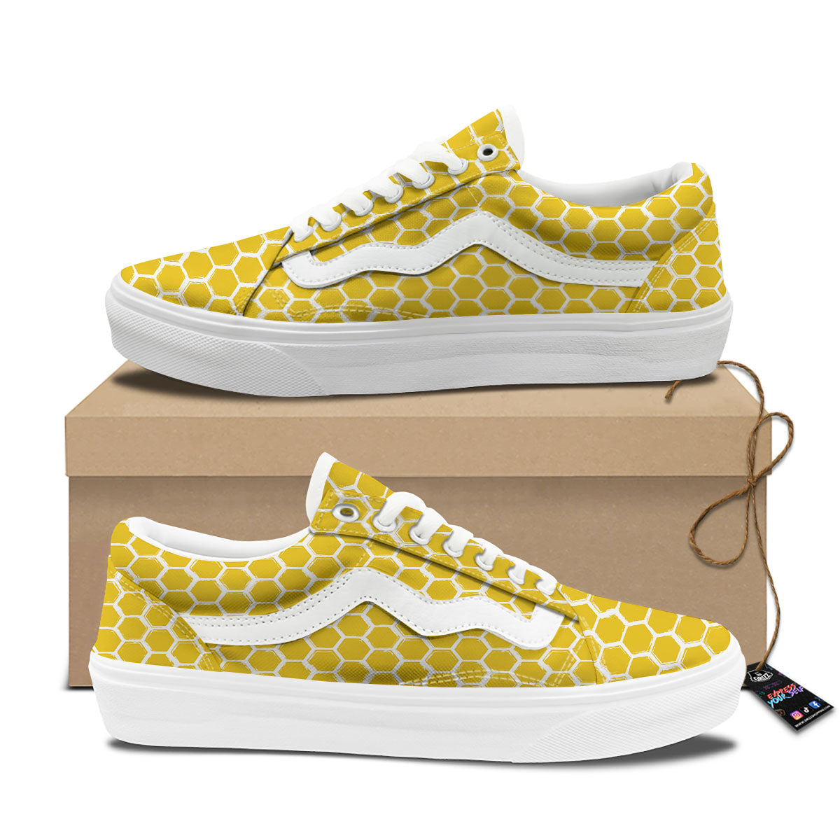 Honeycomb Print Pattern Skate Shoes-grizzshop