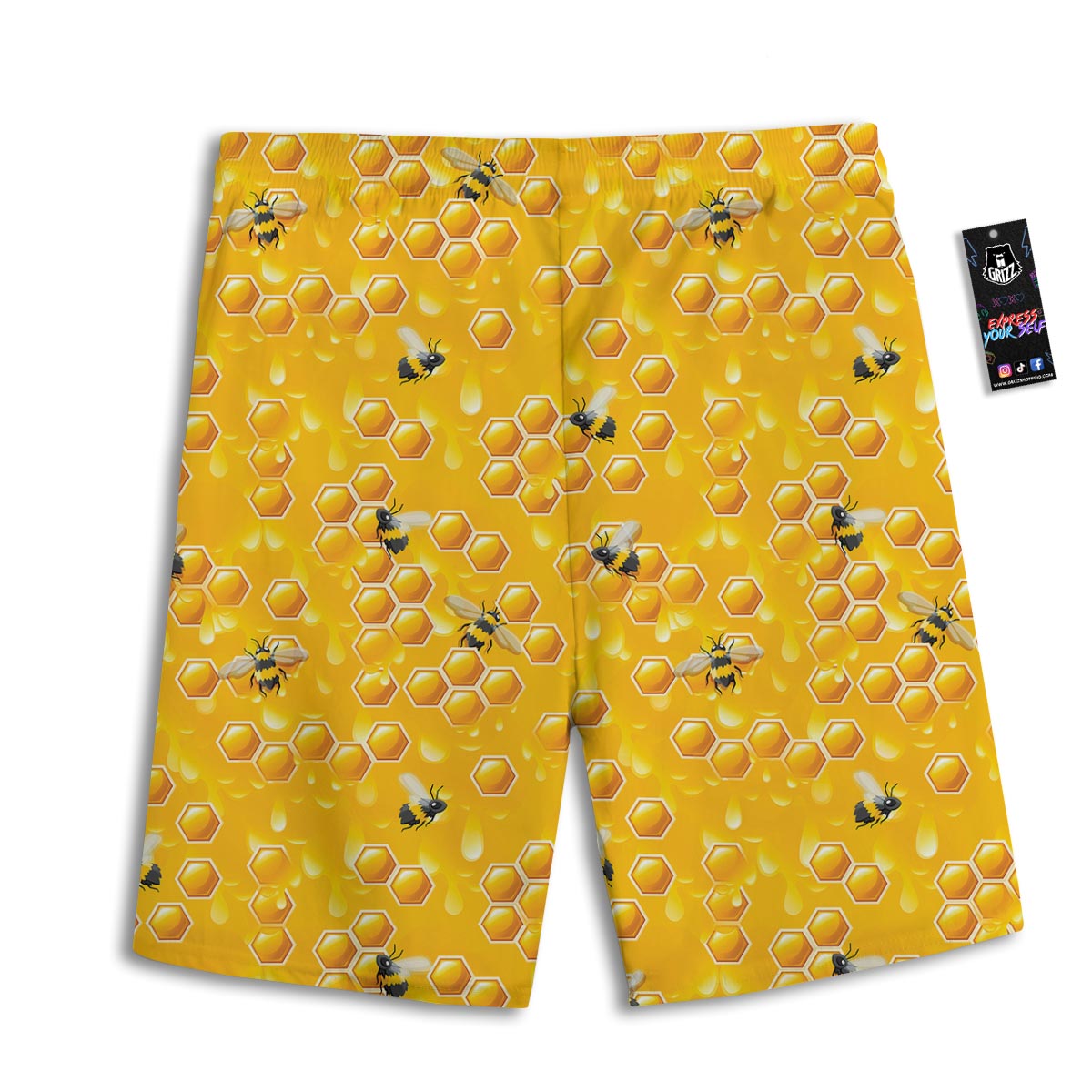 Honeycomb Sweet Honey Print Pattern Men's Athletic Shorts
