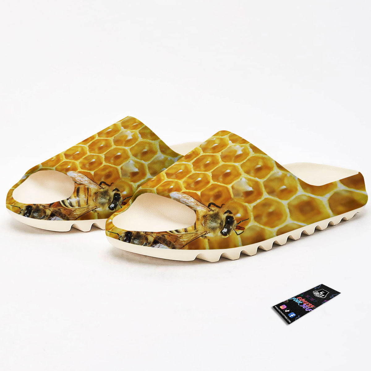Honeycomb And Bees Print Sandals-grizzshop