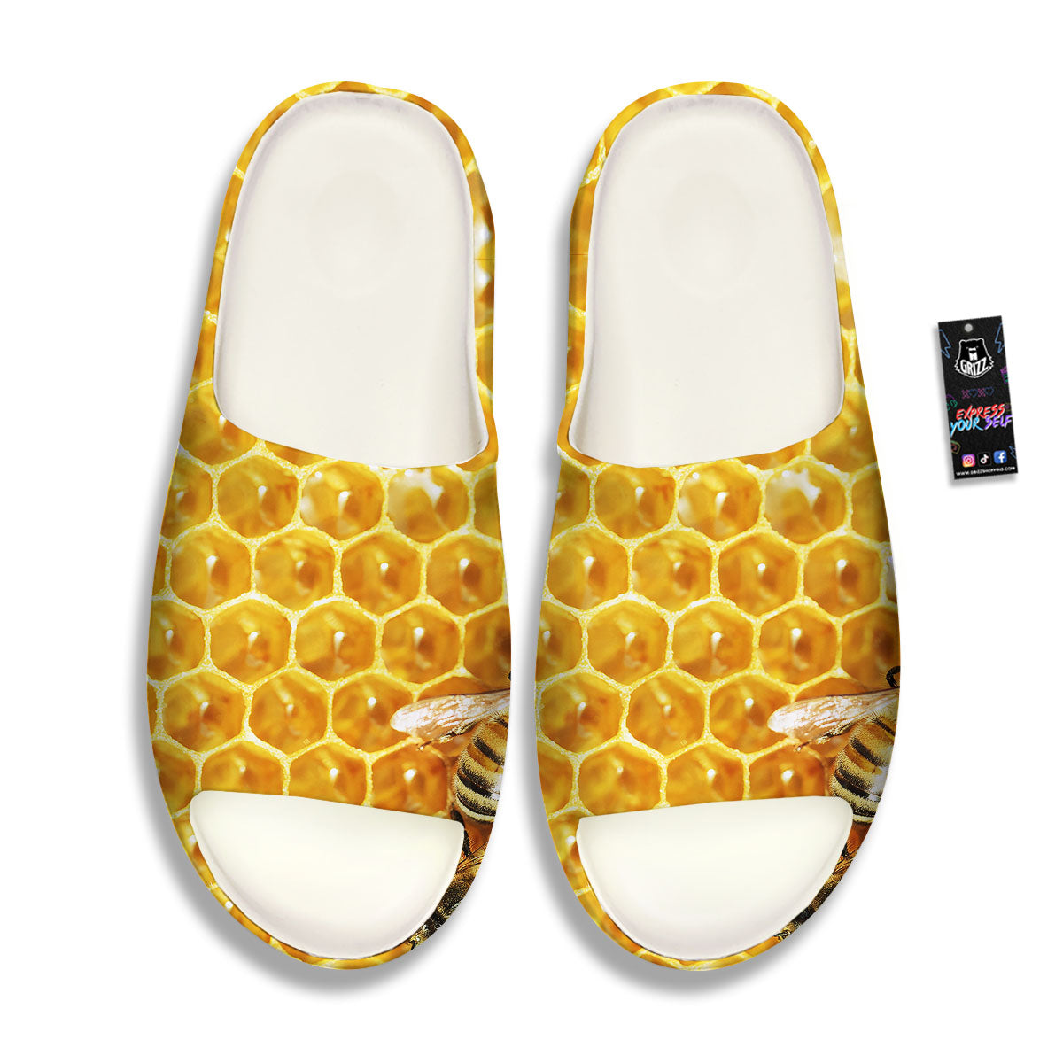 Honeycomb And Bees Print Sandals-grizzshop