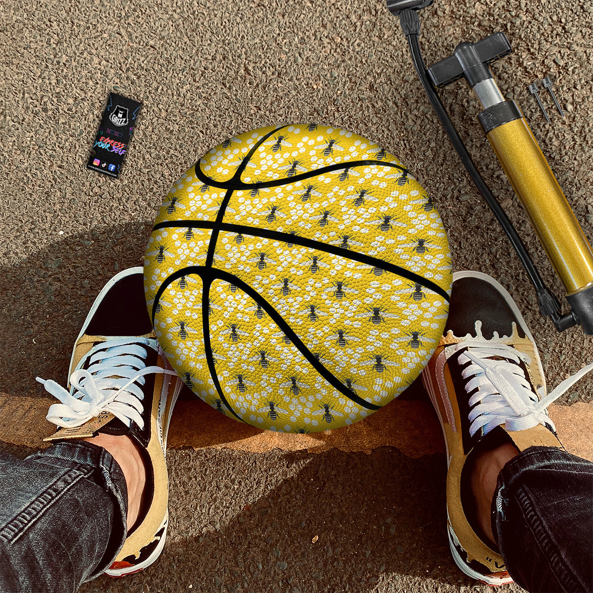 Honeycomb Bee Print Pattern Basketball